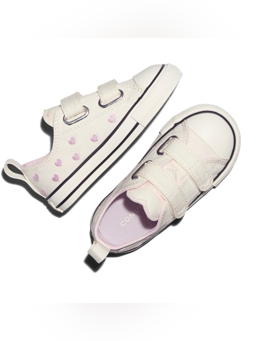 Converse Chuck Taylor All Star Easy On Pink Hearts Low Top Toddler Girl 8 9 10